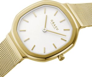 Zegarek OBAKU Zegarek damski Obaku Denmark V253LXGWMG złoty 4