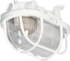 Lampa sufitowa Orno OVAL-7040T/P, oprawa oświetleniowa, 40W, E27, IP44, IK10, klosz poliwęglan przeźroczysty, podstawa polipropylen, siatka plastikowa, biała 1