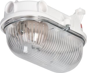 Lampa sufitowa Orno OVAL-7063NB, oprawa oświetleniowa, 75W, E27, IP54, IK10, klosz poliwęglan przeźroczysty, podstawa bakelitowa, siatka metalowa obręcz, biała 1