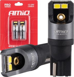 AMiO Żarówki led canbus pro t10 w5w 4x2016 smd białe 12v 24v amio-03577 1