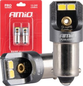 AMiO Żarówki led canbus pro t4w ba9s 4x2016 smd białe 12v 24v amio-03579 1