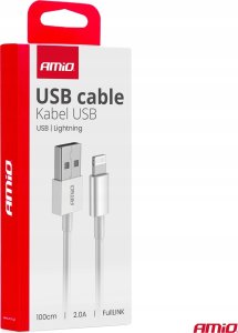 Kabel USB AMiO USB-A - Lightning 1 m Biały 2