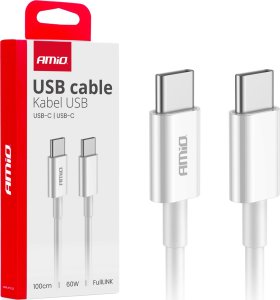 Kabel USB AMiO Kabel do ładowania usb-c - usb-c 60w 100cm fulllink amio-03896 1