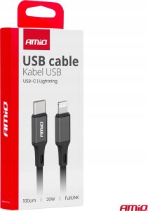 Kabel USB AMiO USB-C - Lightning 1 m Czarny 3