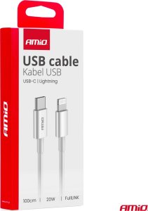 Kabel USB AMiO USB-C - Lightning 1 m Biały 3