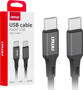 Kabel USB AMiO Kabel do ładowania usb-c - usb-c 60w 100cm fulllink amio-03902 1