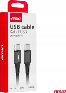 Kabel USB AMiO USB-C - USB-C 1 m Czarny 3