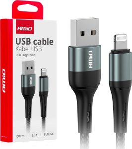 Kabel USB AMiO Kabel do ładowania usb-a - lightning iphone 3a 100cm fulllink amio-03913 1