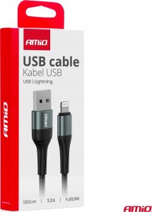 Kabel USB AMiO USB-A - Lightning 1 m Czarny 3