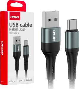 Kabel USB AMiO Kabel do ładowania usb-a - usb-c 3a 100cm fulllink amio-03911 1