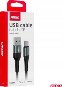Kabel USB AMiO USB-A - USB-C 1 m Czarny 3