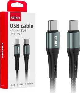 Kabel USB AMiO Kabel do ładowania usb-c - usb-c 60w 100cm fulllink amio-03914 1