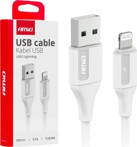 Kabel USB AMiO Kabel do ładowania usb-a - lightning iphone 3a 100cm fulllink amio-03919 1