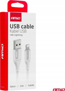 Kabel USB AMiO USB-A - Lightning 1 m Biały 3