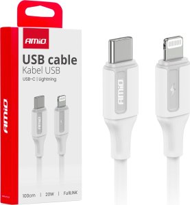 Kabel USB AMiO Kabel do ładowania usb-c - iphone lightning 20w 100cm amio-03922 1