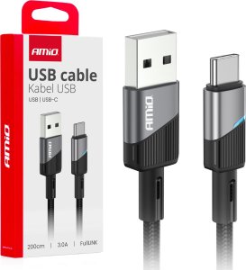 Kabel do ładowania samochodów AMiO Kabel do ładowania usb-a - usb-c 3a 200cm fulllink amio-03924 1