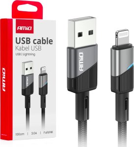 Kabel USB AMiO Kabel do ładowania usb-a - lightning iphone 3a 100cm fulllink amio-03925 1