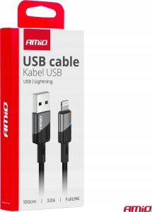Kabel USB AMiO USB-A - Lightning 1 m Czarny 3