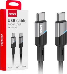 Kabel USB AMiO Kabel do ładowania usb-c - usb-c 60w 100cm fulllink amio-03926 1