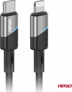 Kabel USB AMiO USB-C - Lightning 1 m Czarny 2