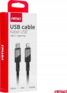 Kabel USB AMiO USB-C - Lightning 1 m Czarny 3