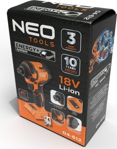 Klucz udarowy Neo Zakrętarka udarowa bezszczotkowa 18V, 300Nm, Energy+, bez akumulatora 04-612 9