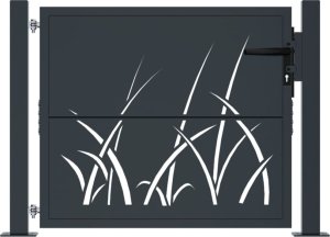 vidaXL Furtka ogrodowa, antracytowa, 105x80 cm, stal, motyw trawy 3