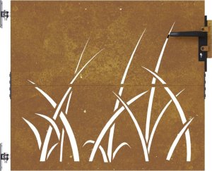 vidaXL Furtka ogrodowa, 85x75 cm, stal kortenowska, motyw trawy 4