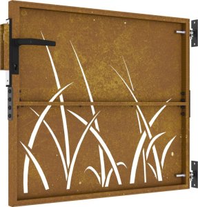 vidaXL Furtka ogrodowa, 85x75 cm, stal kortenowska, motyw trawy 6