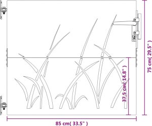 vidaXL Furtka ogrodowa, 85x75 cm, stal kortenowska, motyw trawy 10