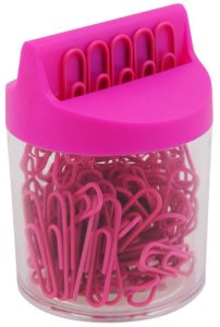 Victory Office Product Spinacze okrągłe 28mm VICTORY OFFICE PRODUCTS 6028M100-095 neonowe różowe metalowepowlekane w pojemniku magnetycznym 100szt 1
