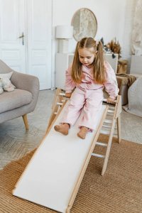 Małpiszon Domowy plac zabaw trójkąt Pikler Montessori niebiesko-kolorowy Moon LunaToys 42