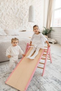 Małpiszon Domowy plac zabaw trójkąt Pikler Montessori błękitny Moon LunaToys 43