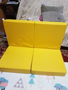 Małpiszon Składany materac pod drabinkę gimnastyczną 100x100x10 cm Kometa niebiesko-żółty 12