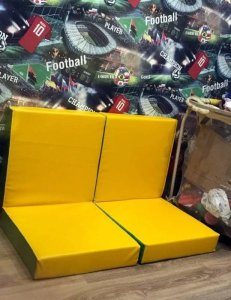 Małpiszon Składany materac pod drabinkę gimnastyczną 100x100x10 cm Kometa niebiesko-żółty 10