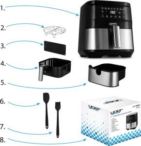 Frytkownica beztłuszczowa Yoer 4w1 Frytkownica BEZTŁUSZCZOWA Piekarnik GRILL Suszarka do grzybów, owoców, warzyw YOER 1700W + WI-FI - YOER Crispo AF01BK 16