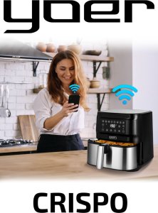 Frytkownica beztłuszczowa Yoer 4w1 Frytkownica BEZTŁUSZCZOWA Piekarnik GRILL Suszarka do grzybów, owoców, warzyw YOER 1700W + WI-FI - YOER Crispo AF01BK 2