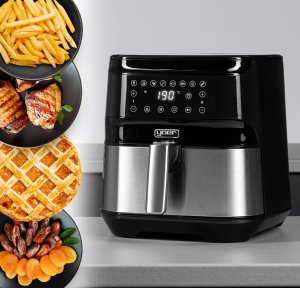 Frytkownica beztłuszczowa Yoer 4w1 Frytkownica BEZTŁUSZCZOWA Piekarnik GRILL Suszarka do grzybów, owoców, warzyw YOER 1700W + WI-FI - YOER Crispo AF01BK 4