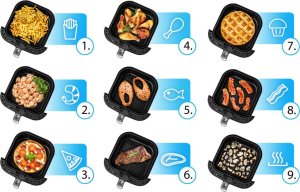 Frytkownica beztłuszczowa Yoer 4w1 Frytkownica BEZTŁUSZCZOWA Piekarnik GRILL Suszarka do grzybów, owoców, warzyw YOER 1700W + WI-FI - YOER Crispo AF01BK 5