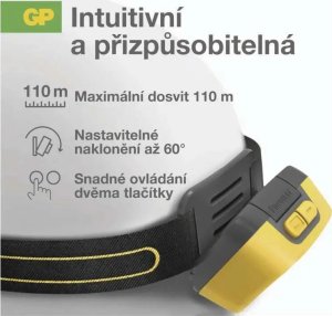 Latarka GP Latarka czołowa z czujnikiem ruchu 375lm, 110m, 4 tryby - GP DISCOVERY CHW54 13