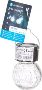 Aigostar  Szklana kulka zawieszana fi 5 cm lampka solarna chłodna z uchwytem Szklana kulka zawieszana fi 5 cm lampka solarna chłodna z uchwytem 4