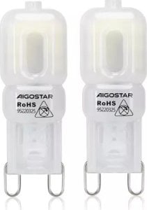 Aigostar  2x Żarówka diodowa SMD LED G9 2W mleczna biała zimna 230V 2x Żarówka diodowa SMD LED G9 2W mleczna biała zimna 230V 1