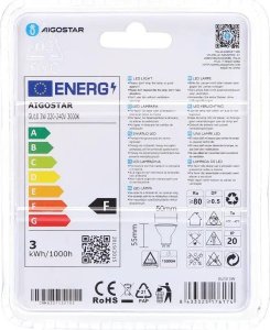 Aigostar  Żarówka reflektorek halogen LED GU10 3W/230V biały ciepły fi50mm Żarówka reflektorek halogen LED GU10 3W/230V biały ciepły fi50mm 5