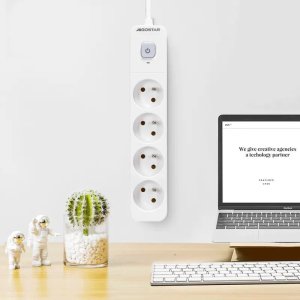 Aigostar  Francuski przedłużacz 4-gniazdowy z wyłącznikiem biało-szary Francuski przedłużacz 4-gniazdowy z wyłącznikiem biało-szary 3
