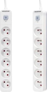 Aigostar  Francuski przedłużacz 6-gniazdowy z wyłącznikiem biało-szary 5m Francuski przedłużacz 6-gniazdowy z wyłącznikiem biało-szary 5m 2