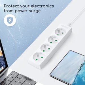 Aigostar  Listwa zasilająca na 4 gniazda typu francuskiego bez przełącznika Listwa zasilająca na 4 gniazda typu francuskiego bez przełącznika 6