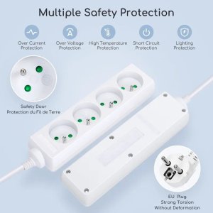 Aigostar  Listwa zasilająca na 4 gniazda typu francuskiego bez przełącznika Listwa zasilająca na 4 gniazda typu francuskiego bez przełącznika 2