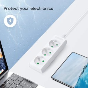 Aigostar  Listwa zasilająca na 3 gniazda typu francuskiego bez przełącznika Listwa zasilająca na 3 gniazda typu francuskiego bez przełącznika 8