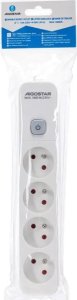Aigostar  Francuski przedłużacz 4-gniazdowy z wyłącznikiem biały Francuski przedłużacz 4-gniazdowy z wyłącznikiem biały 3