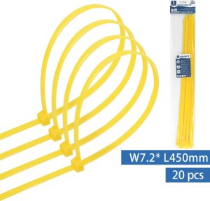 Organizer Aigostar  Nylonowa opaska zaciskowa 20 szt. 7,2x450 mm żółta Nylonowa opaska zaciskowa 20 szt. 7,2x450 mm żółta 2